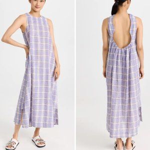 GANNI Seersucker Check Maxi Dress